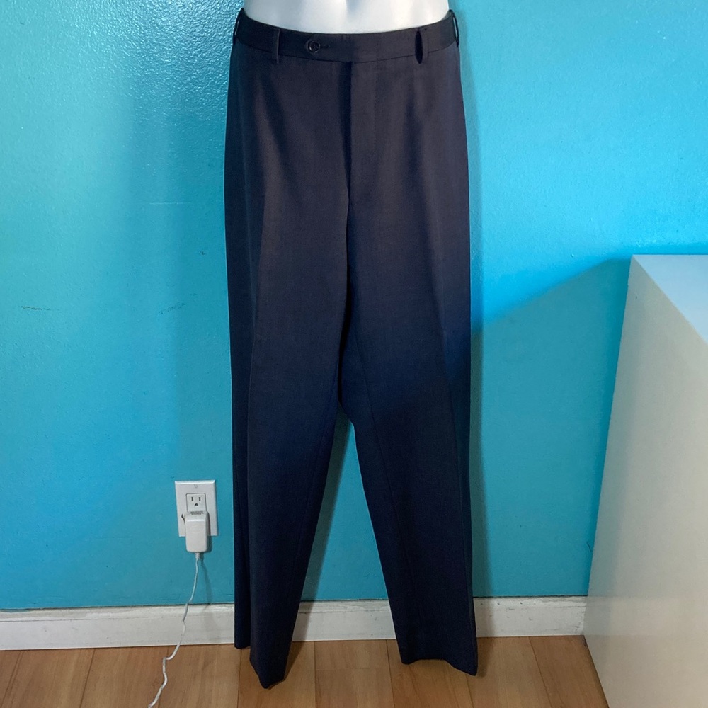 Canali Mens 100% Wool Trousers Size 36 X 32 Dark Blue